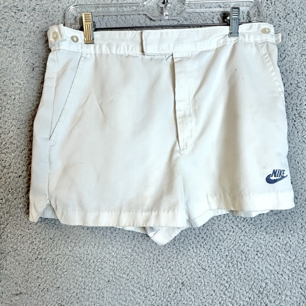 NIKE 70'S Vintage Men's White Tennis Shorts Size Medium Made In USA Swoosh Rare